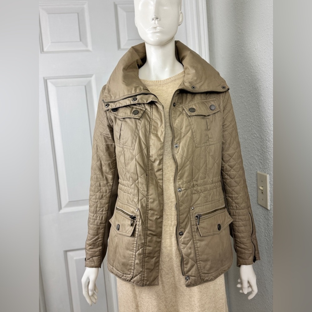 BCBG MaxAzria Cozy Beige Quilted Kelly Anorak Jacket Size Small
